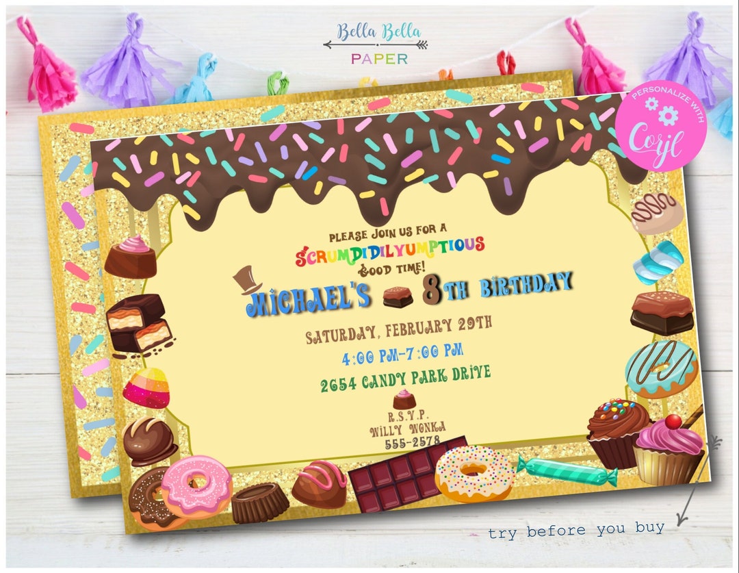 Candy Party Invitation Template | Editable Birthday Invite (instant ...