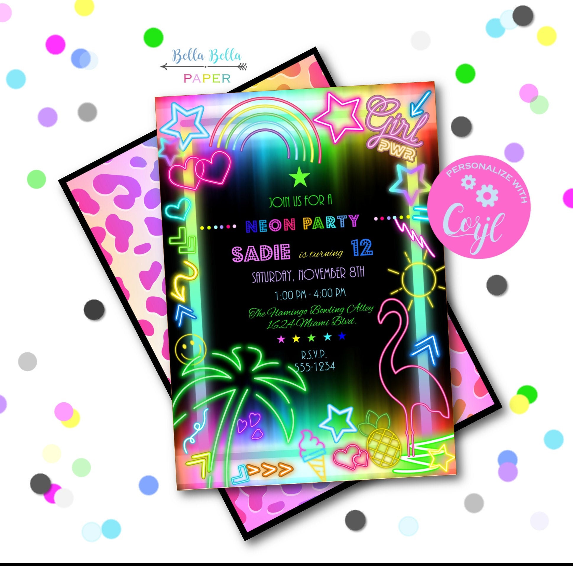 Rainbow Glow Party Invitation Template Neon Party EDITABLE Etsy UK Rainbow Glow Party Invitation Template Neon Party EDITABLE Etsy UK
