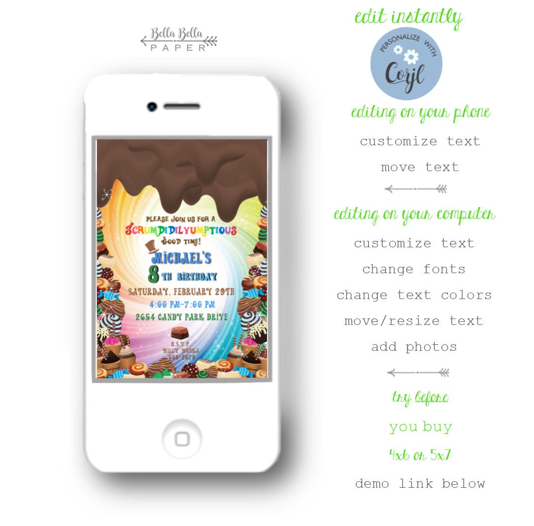 Candy Party Invitation Template | EDITABLE FILE | Instant Download ...