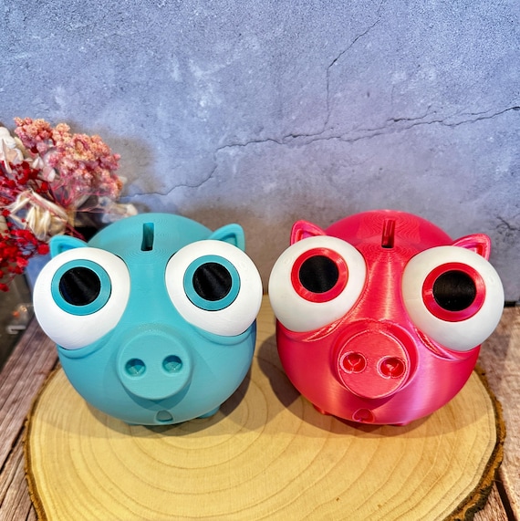 Sparschwein mit individuell ausrichtbaren Augen – lustige Spardose mit Öffnung – Geschenkidee
