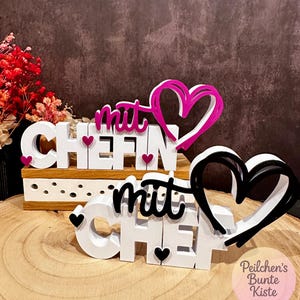 Geschenk für Chef oder Chefin mit Herz  Dekoschriftzug Büro | Dankeschön Geschenk Chef Chefin | Kollegin Abschied Geschenk Idee