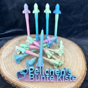 Fidget Raketenstift | Kugelschreiber mit beweglicher Rakete | Farbverlauf | BIC-Mine austauschbar | Geschenkidee, 3D Druck Anti-Stress-Stift