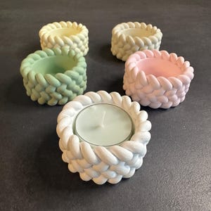 Tealight holder handmade in different colors candle holder braided design