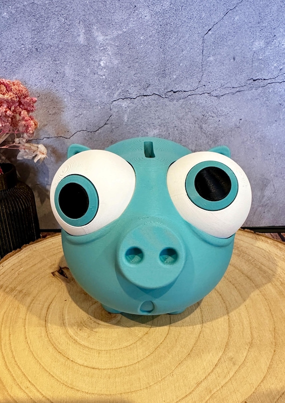Sparschwein mit individuell ausrichtbaren Augen – lustige Spardose mit Öffnung – Geschenkidee