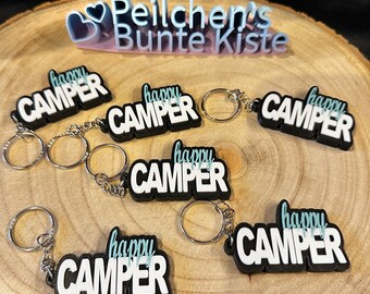 Sleutelhanger met vrolijke kampeerder-print (STL-bestand) – 3D-printsjabloon – Digitale download – Kampeercadeau – Sleutelhanger printen