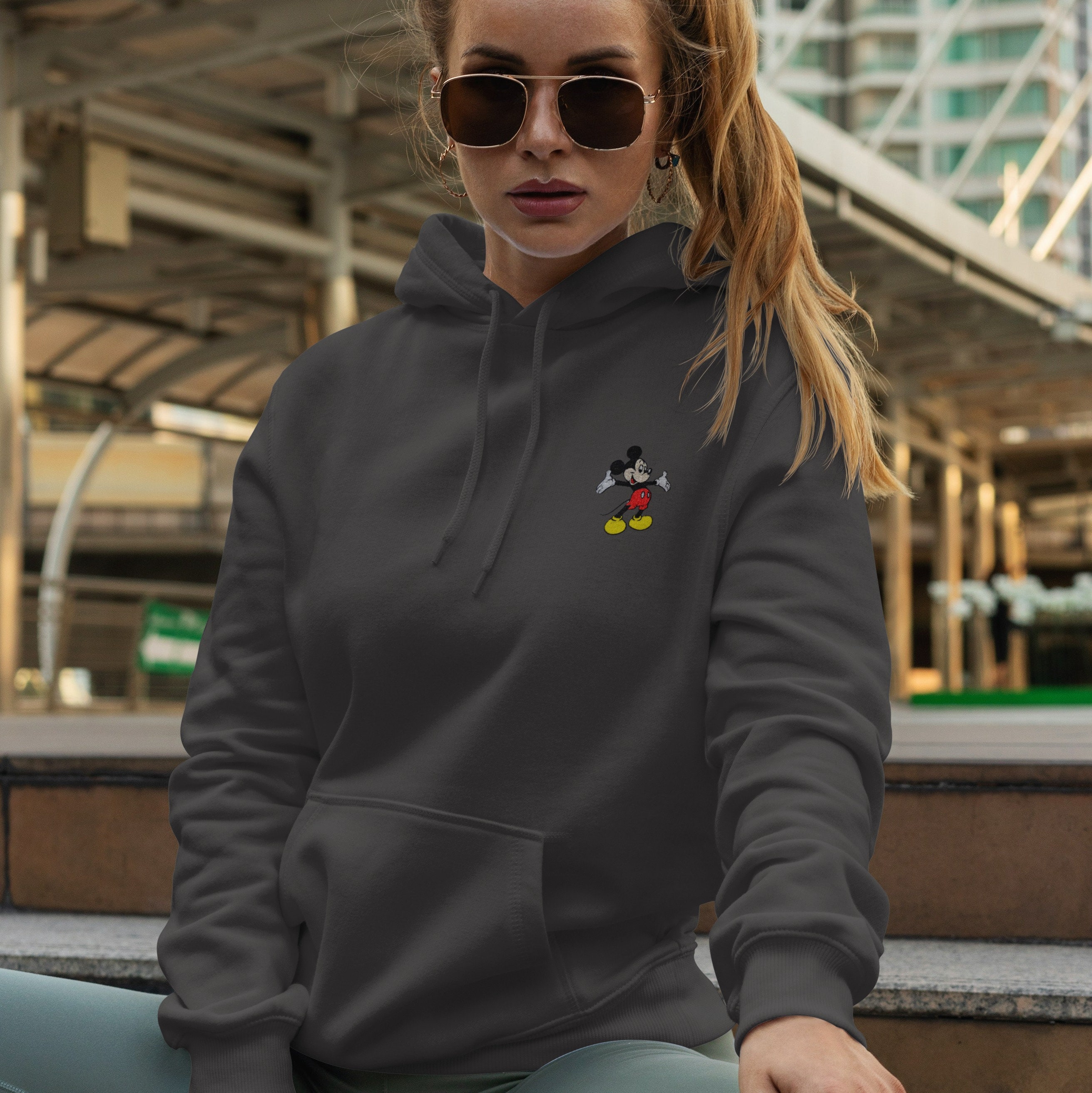 Mickey Mouse Embroidered Unisex Fleece Hoodie hoodies for - Etsy