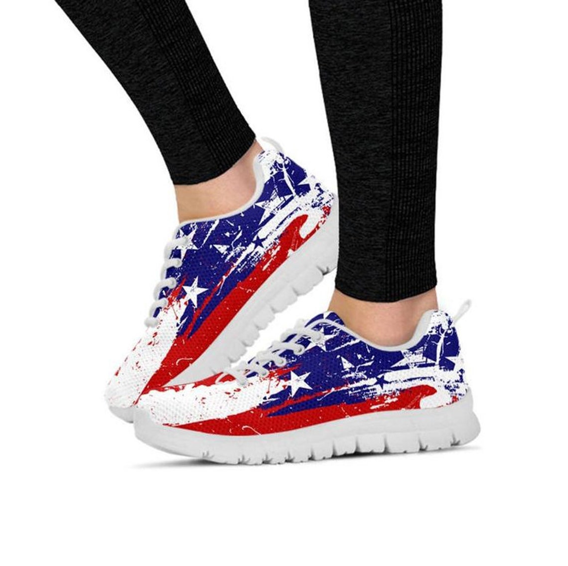 USA Flag Sneakers Shoes USA Flag Sneakers Running Shoes Etsy