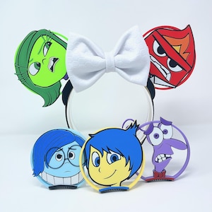 Big Emotions - Set of 5 Interchangeable 3D Printed Ears (Joy, Sadness, Anger, Disgust, Fear) with Headband System and Bow