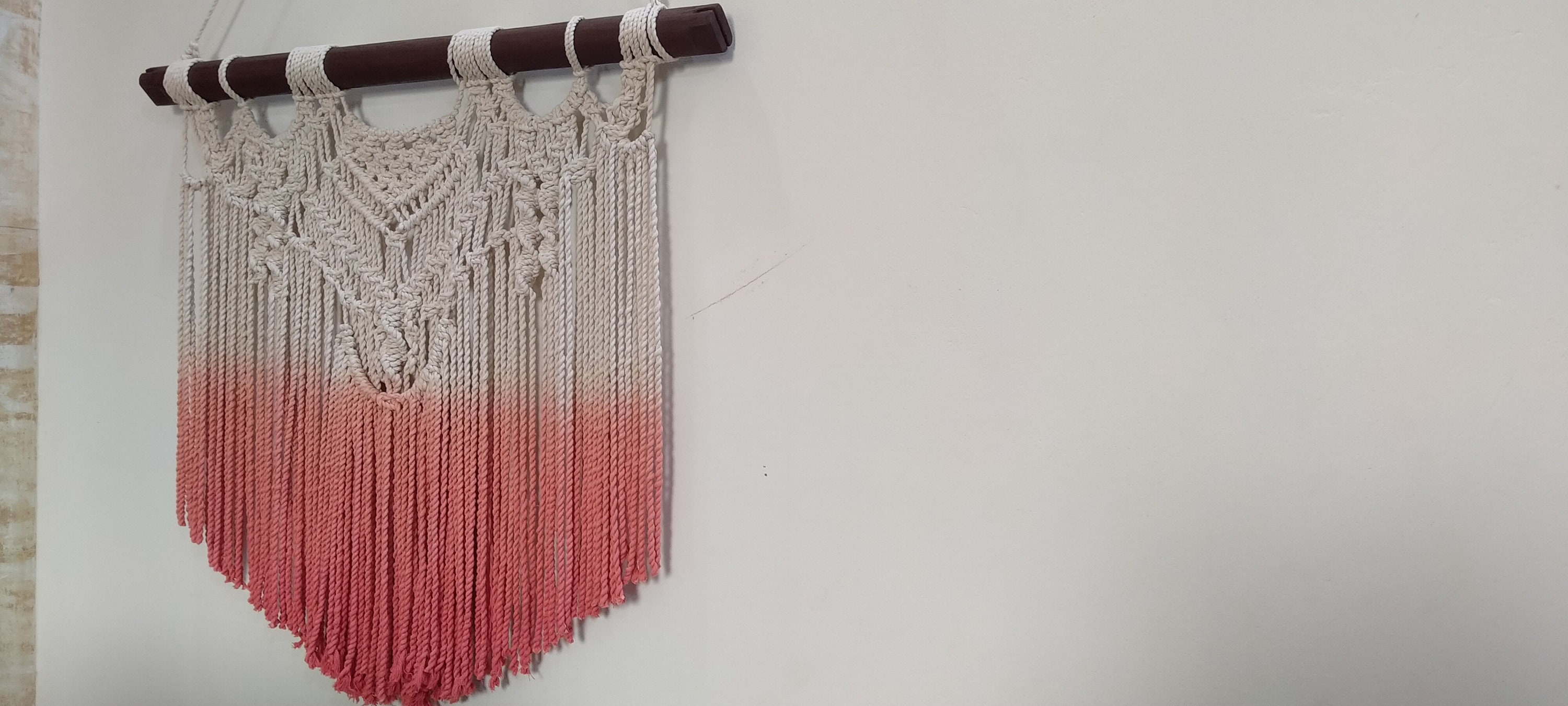 Large natural & pink macrame Wall hanging Etsy