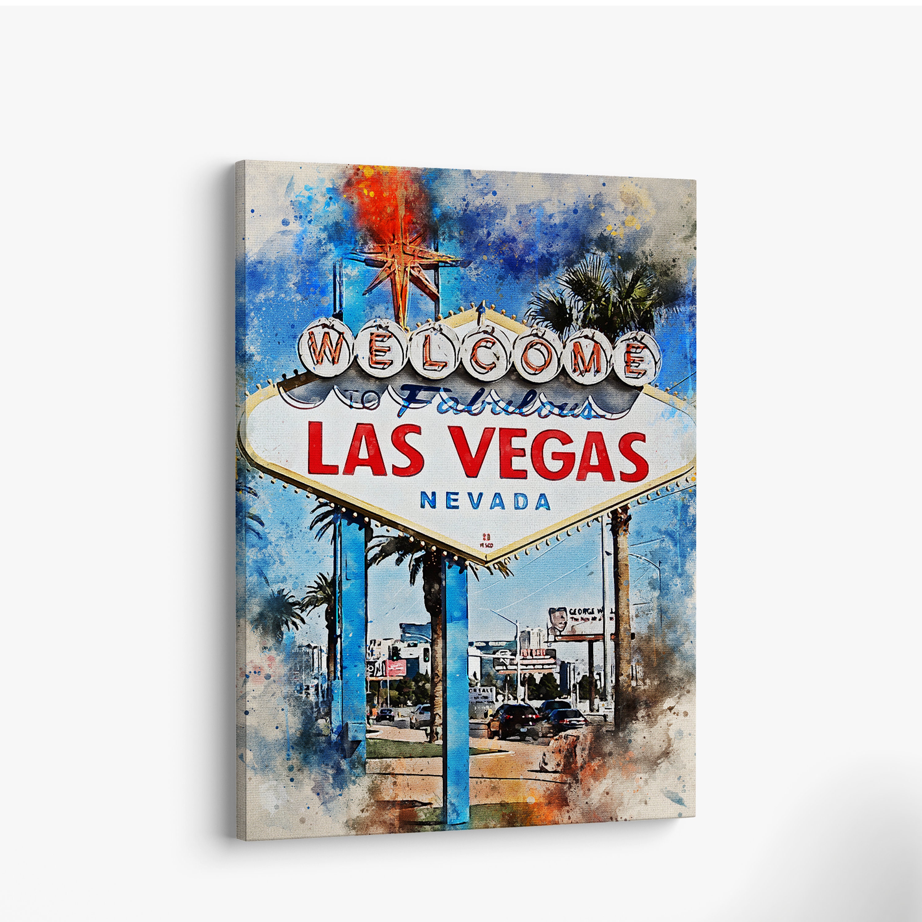 Watercolor Las Vegas Digital Art Las Vegas Sign With Etsy