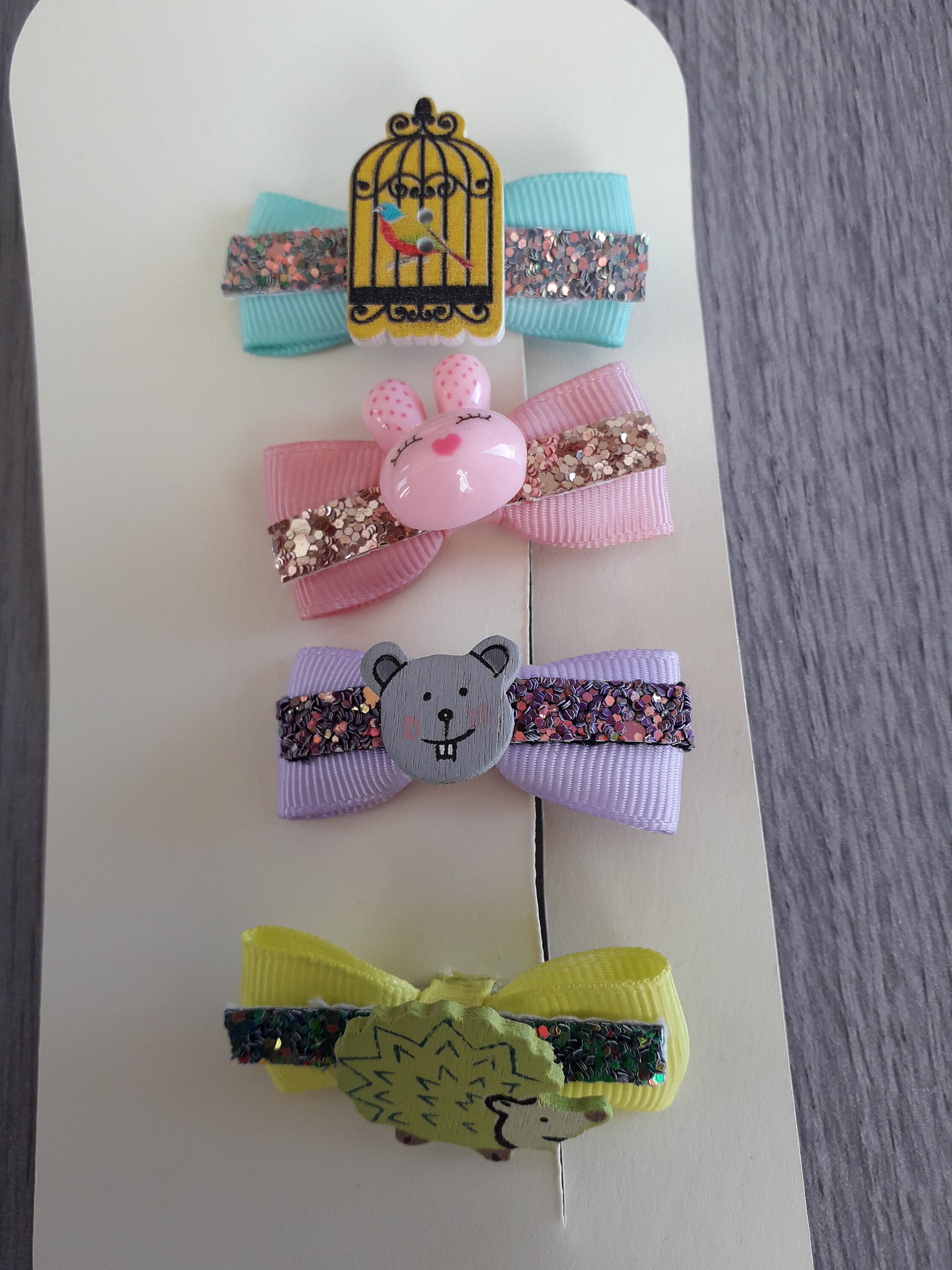 Set of 4 animal themed hair clips | Etsy