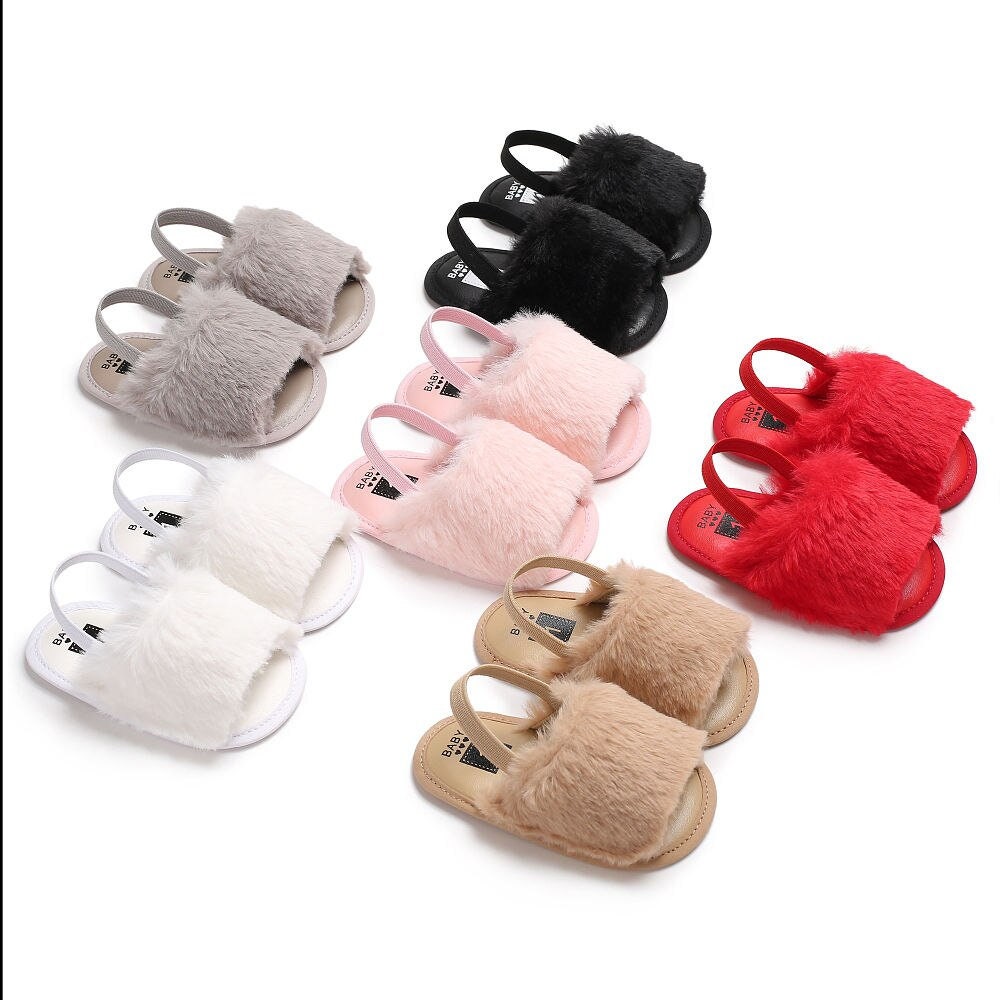 Soft Baby Girl Furry Fuzzy Slippers Sandals RTS - Etsy