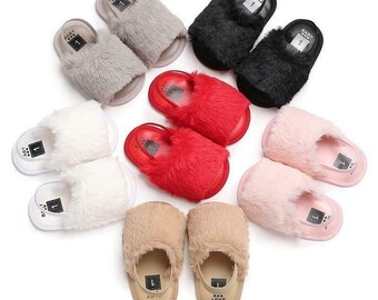 Shoes Girls Shoes Booties & Cot Shoes RTS Soft Baby Girl Furry Fuzzy Slippers Sandals 