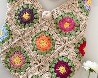 Crochet Tote Bag / Granny Square Bag / Bohemian Crochet Purse / Hobo Bag / Afghan Crochet Bag / Gift for Her / Mothers Day Gift / Hippie Bag