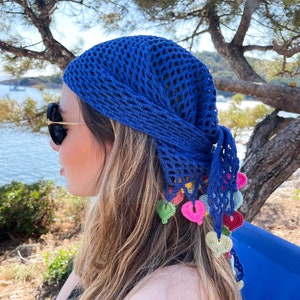 Crochet Hippie Hair Bandana / Hair Kerchief / Head Wrap / Scarf