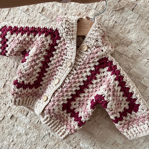 Crochet Hoodie for Kids and Baby, Granny Square Child Cardigan, Newborn Sweater, Knitted Baby Clothes, Toddler Winter Jacket, Newborn Gift