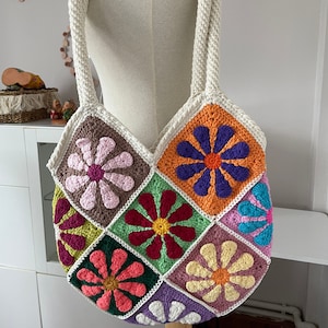 Afghan Bag/Crochet Tote Bag/ Crochet Purse/ Mama Bag/ Granny Square Shoulder Bag/ Mama Staff Bag / Women&#39;s Bag/ Christmas gift