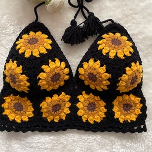 Canotta all'uncinetto fatta a mano / Bralette all'uncinetto / Top estivo all'uncinetto / Top corto Boho / Top all'uncinetto all'uncinetto / Regalo mamma figlia, Bralette di cotone immagine 1