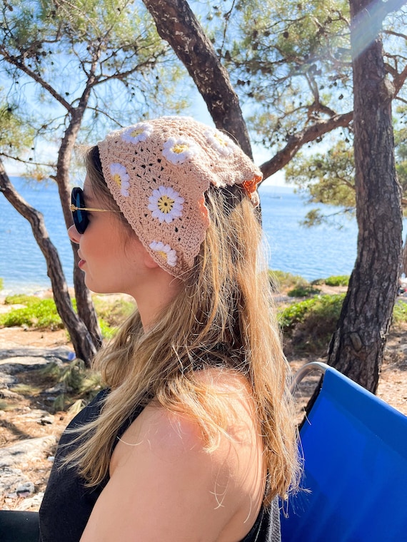 Hair Bandana Retro Flower Crochet s Headscarf Women Hair Scarf