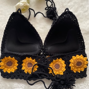 Canotta all'uncinetto fatta a mano / Bralette all'uncinetto / Top estivo all'uncinetto / Top corto Boho / Top all'uncinetto all'uncinetto / Regalo mamma figlia, Bralette di cotone immagine 2