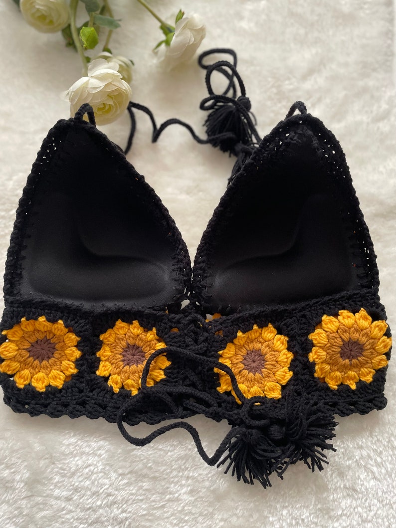 Canotta all'uncinetto fatta a mano / Bralette all'uncinetto / Top estivo all'uncinetto / Top corto Boho / Top all'uncinetto all'uncinetto / Regalo mamma figlia, Bralette di cotone immagine 2