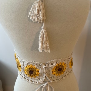 Sunflower Lover Crochet Tank Top Knitted Handmade Crop Top Crochet Bralette Boho Floral Bra Natural Summer Crop Top Handmade Bra image 6