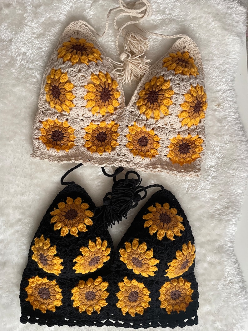 Canotta all'uncinetto fatta a mano / Bralette all'uncinetto / Top estivo all'uncinetto / Top corto Boho / Top all'uncinetto all'uncinetto / Regalo mamma figlia, Bralette di cotone immagine 3