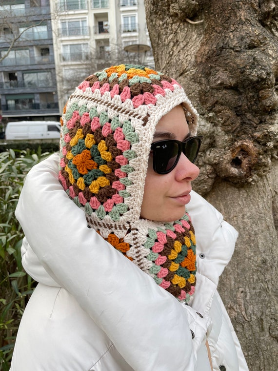 Granny Square Balaclava Face Cover Crochet Hat Granny Square Women  Accessories Wool Balaclava Hat Unisex Balaclava -  Canada