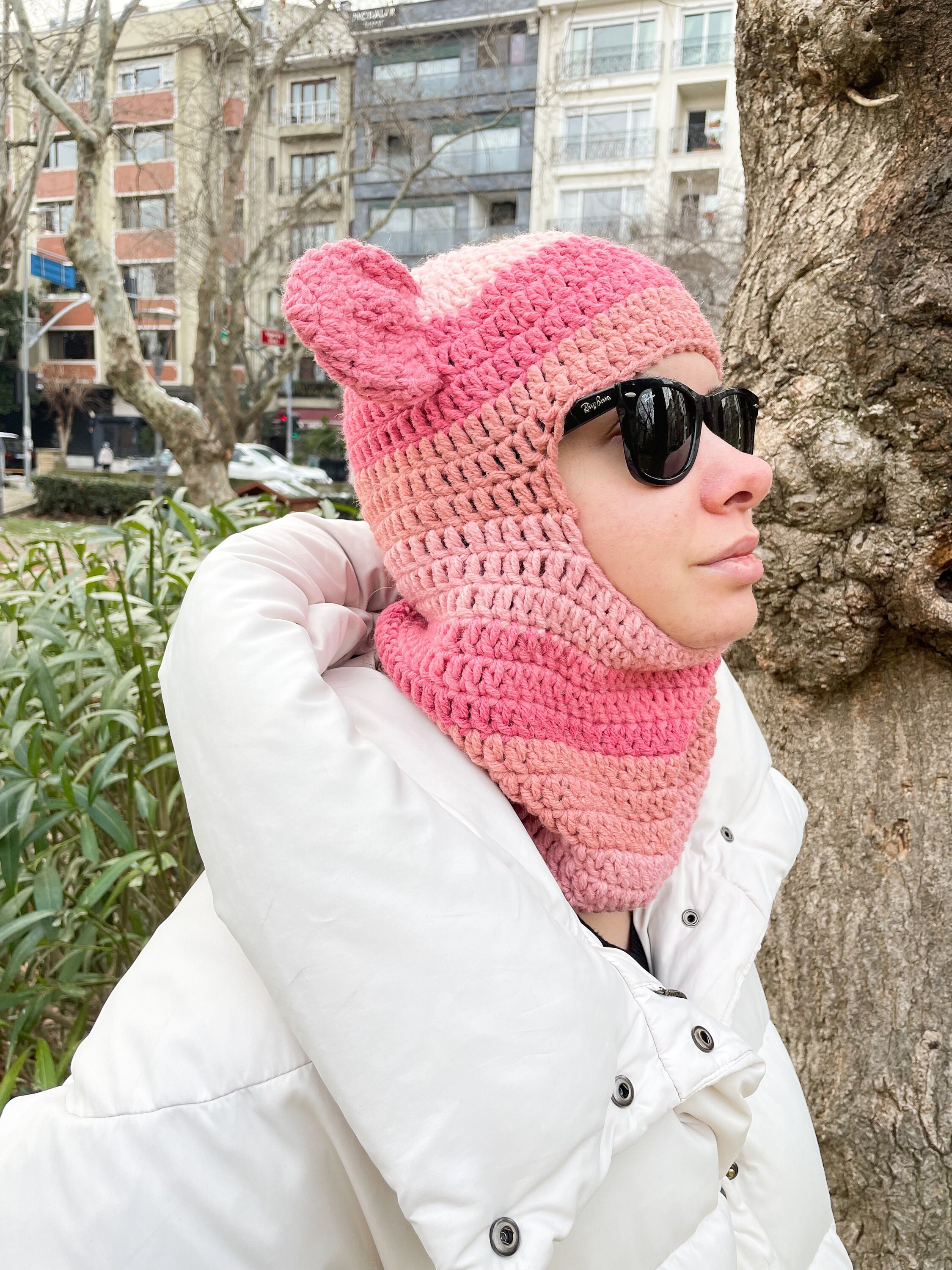 Pink Balaclava | Face Cover | Crochet Hat | Granny Square