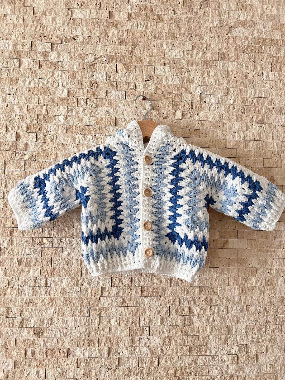 Baby Hooded Blue Knit Set main image 1