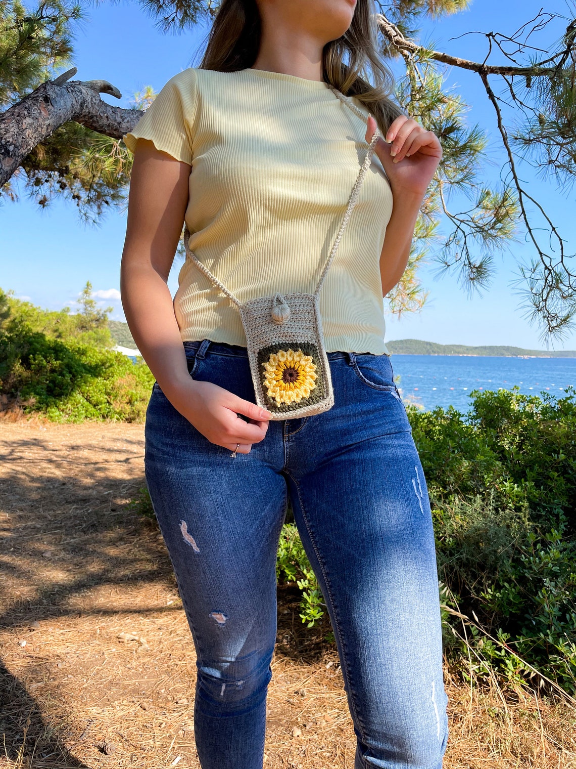 Crochet Phone Bag / Sunflower Mini Bag / Phone Case / Cell Etsy