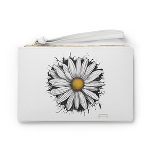 Big Daisy Clutch Bag by The Demented Daisy, Daisy Bag, Daisy Flower Travel Bag, Daisy Accessory Pouch, Daisy Flower Clutch Purse, Daisy Gift