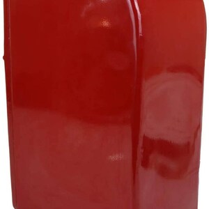 May include: A bright red mailbox with a rounded top and a smooth, glossy finish.