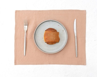 Linen placemats set in powder color, Set of 2 linen placemats, Table placemats,