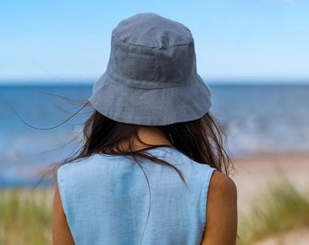 READY TO SHIP | Linen Bucket Hat / Unisex Bucket Hat / Summer Hat /