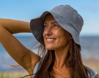 Linen fisherman hat / Unisex bucket hat / Summer hat / Available in 15 colors