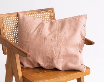 Buttoned linen pillowcase, Linen pillow cover, Organic bedding, Stone washed soft linen, Linen pillow, Washed linen pillowcover,