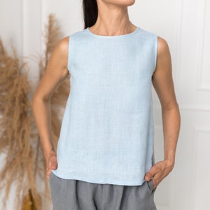 Linen tank top TEIDE, Sleeveless linen top, Basic linen top, Summer women top, image 1