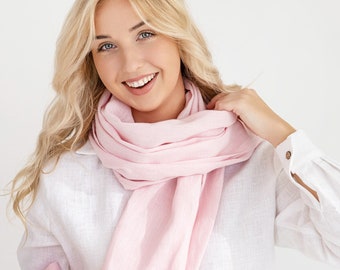 Linen scarf in dusty rose / Long scarf / Clothing for women / Linen shawl