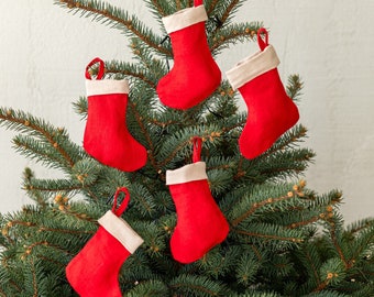 Set (5 stuks) linnen kerstsokken | Familiekousen | Kerstcadeau | Boerderijsok