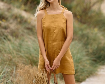 Linen playsuit PANAMA / Summer jumpsuit / Sleeveless linen women overall /