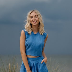 Linen wrap top ROME, Linen summer top, Linen blouse, Washed linen top, Linen crop top, Summer wrap top, Linen sleeveless top