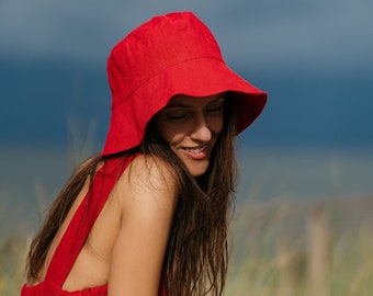 Linen bucket hat | Unisex summer hat | Linen hat | Handmade fisherman hat