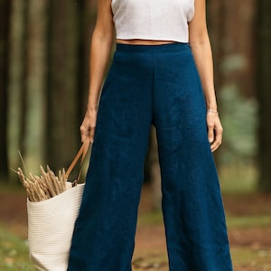 Linen palazzo pants, Custom made pants, Wide leg linen pants, High waisted pants