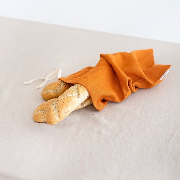 Drawstring linen bread bag. Bread storage. Reusable bread linen bag. Kitchen linens. Linen food bag. Zero waste.
