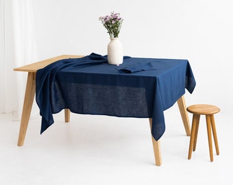 Linen tablecloth in midnight blue, Wedding tablecloth, Table linens, Square tablecloth, Custom size