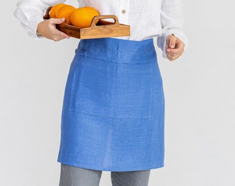 Unisex linen half apron / Cafe apron / Barista apron / Linen apron