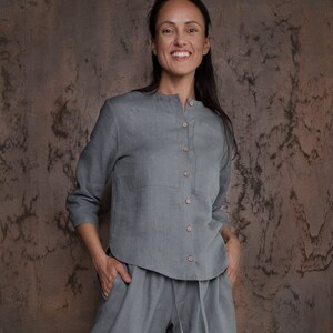 Linen shirt grey color