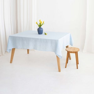 Sky blue linen tablecloth, Table cover, Rectangle table cloth, Table linens image 3