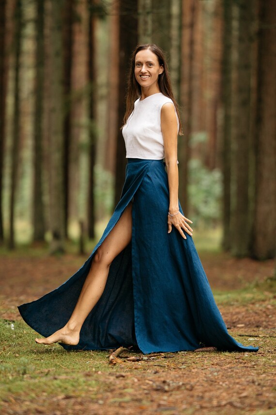Linen Wrap Skirt With Belt MAXI Linen Skirt Floor Skirt Plus Size Skirt Etsy Canada